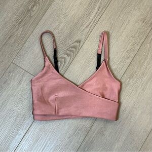 INDUSTRY Shiny Pink Wrap Bralette - Size S